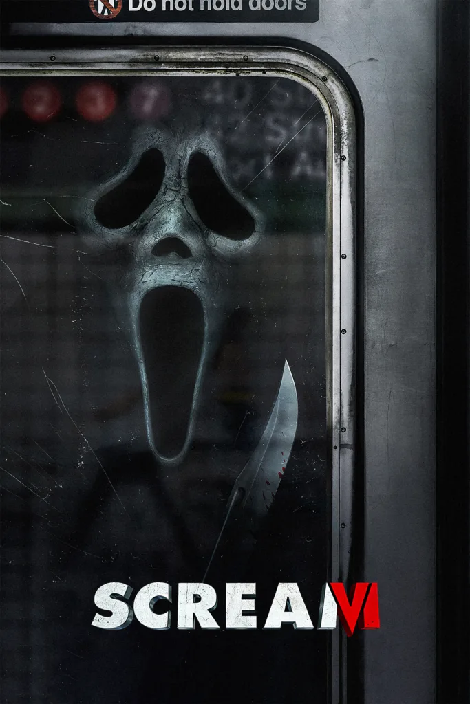 Scream 6 movie poster and review featuring Jenna Ortega, Courteney Cox, and Ghostface.