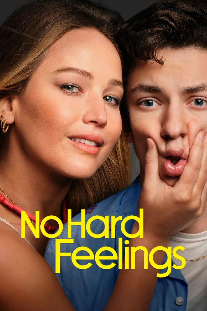 No Hard Feelings movie cast with Jennifer Lawrence and Andrew Barth Feldman