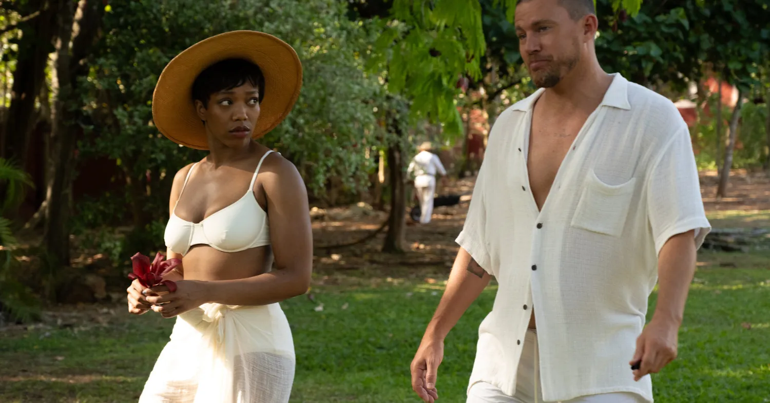 Naomi Ackie and Channing Tatum in Blink Twice (2024)