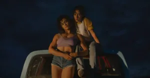 Kristen Stewart and Katy O'Brian in Love Lies Bleeding (2024), directed by Rose Glass