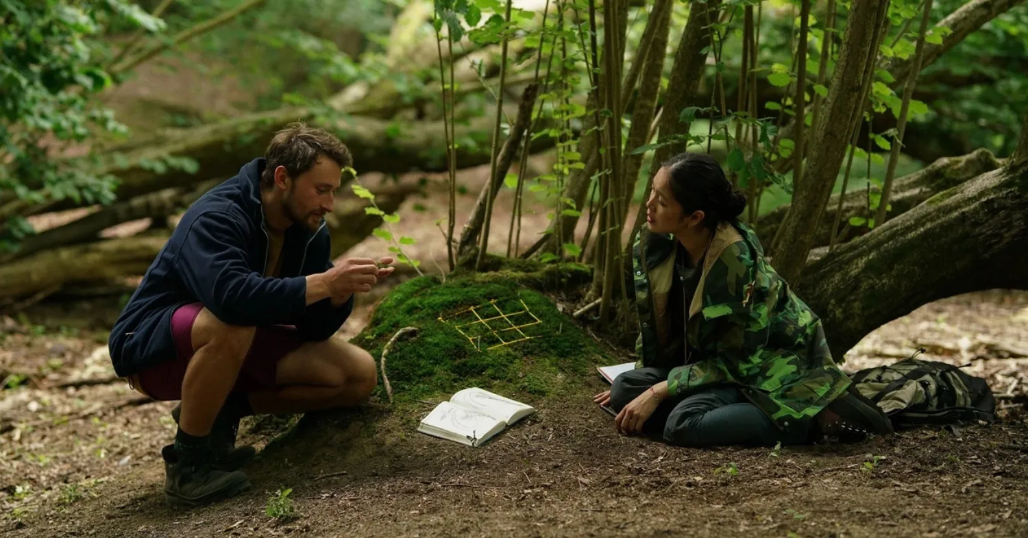 Stefan Gota and Liyo Gong in Here (2024), directed by Bas Devos