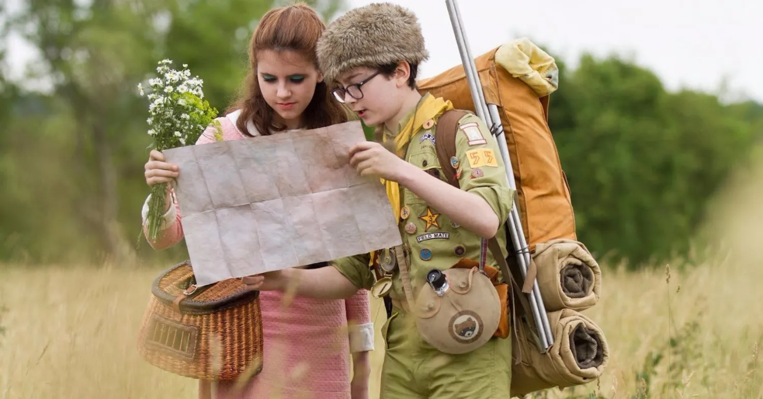 Jared Gilman and Kara Hayward in Moonrise Kingdom (2012), directed by Wes Anderson