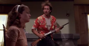 Nicolas Cage and Holly Hunter in Raising Arizona (1987)